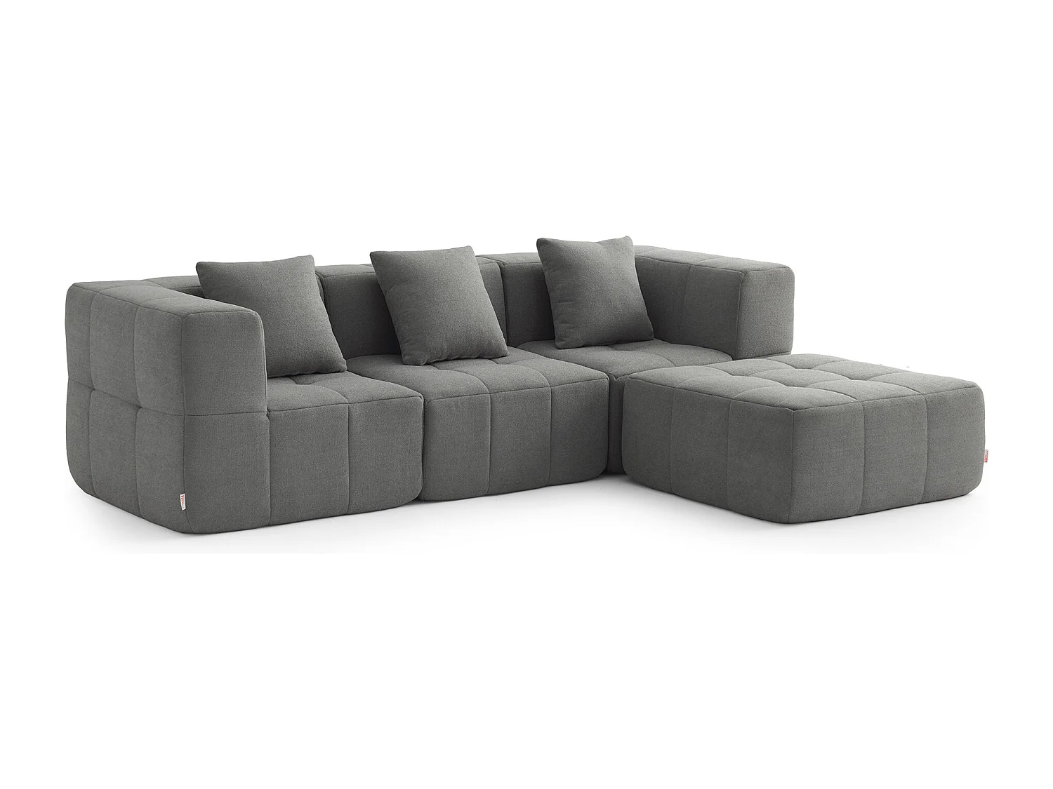 Canapé d'angle modulaire MILYSOFA SOFABULOUS 3 places avec méridienne Tissu fine bouclette Gris nuage