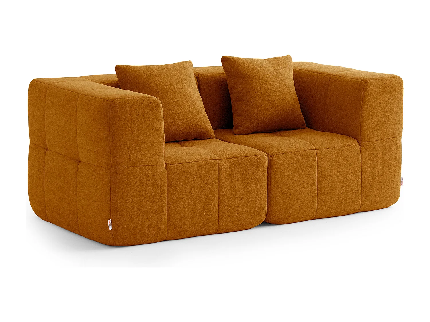 Canapé droit modulaire MILYSOFA SOFABULOUS 2 places Tissu fine bouclette Brun cannelle