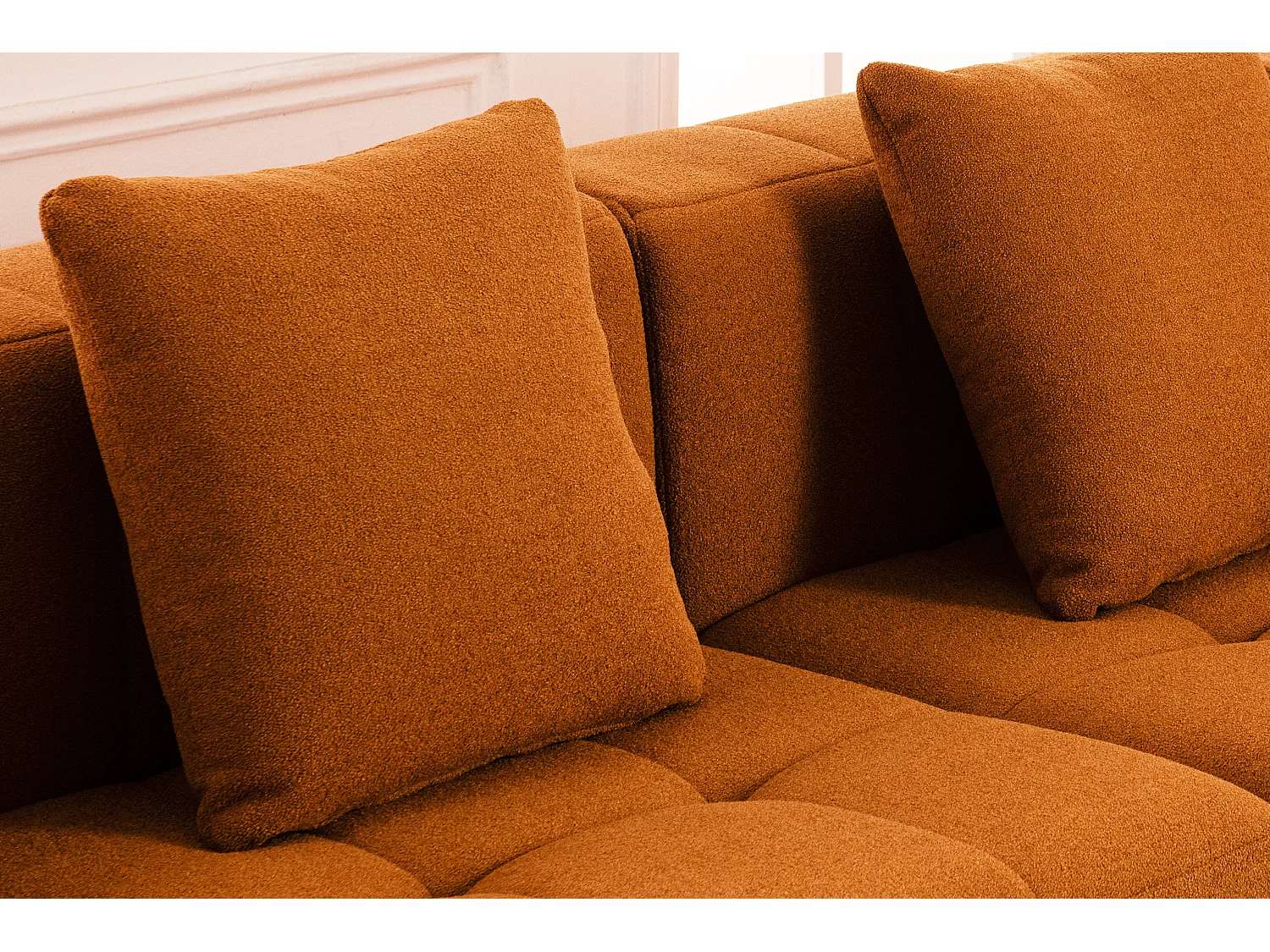 Canapé droit modulaire MILYSOFA SOFABULOUS 2 places Tissu fine bouclette Brun cannelle