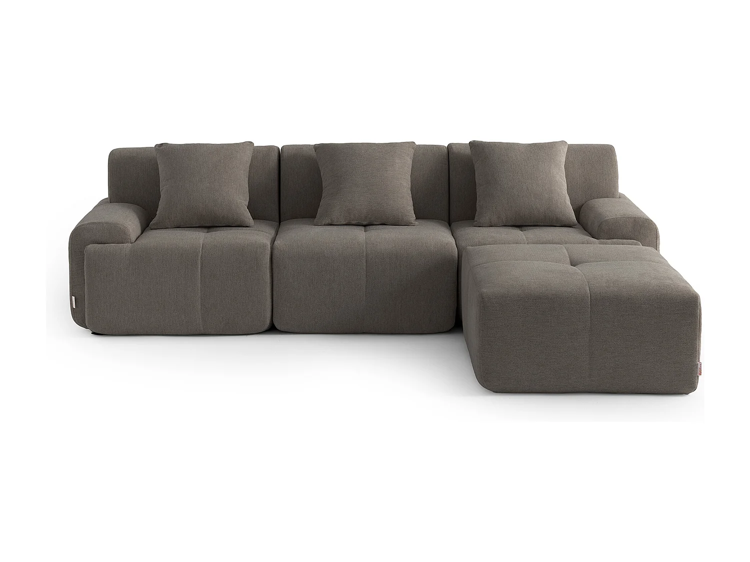 Canapé d'angle modulaire MILYSOFA SOFAMOUS 3 places avec méridienne tissu chenille Brun cendré