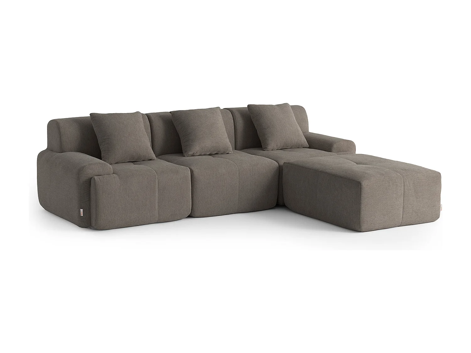 Canapé d'angle modulaire MILYSOFA SOFAMOUS 3 places avec méridienne tissu chenille Brun cendré