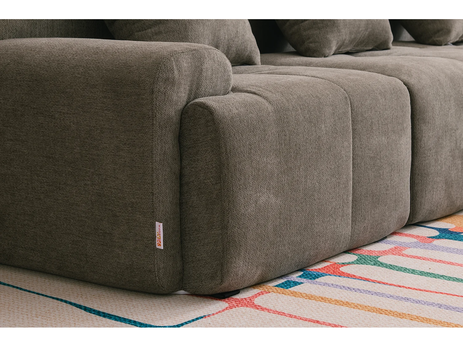 Canapé d'angle modulaire MILYSOFA SOFAMOUS 3 places avec méridienne tissu chenille Brun cendré