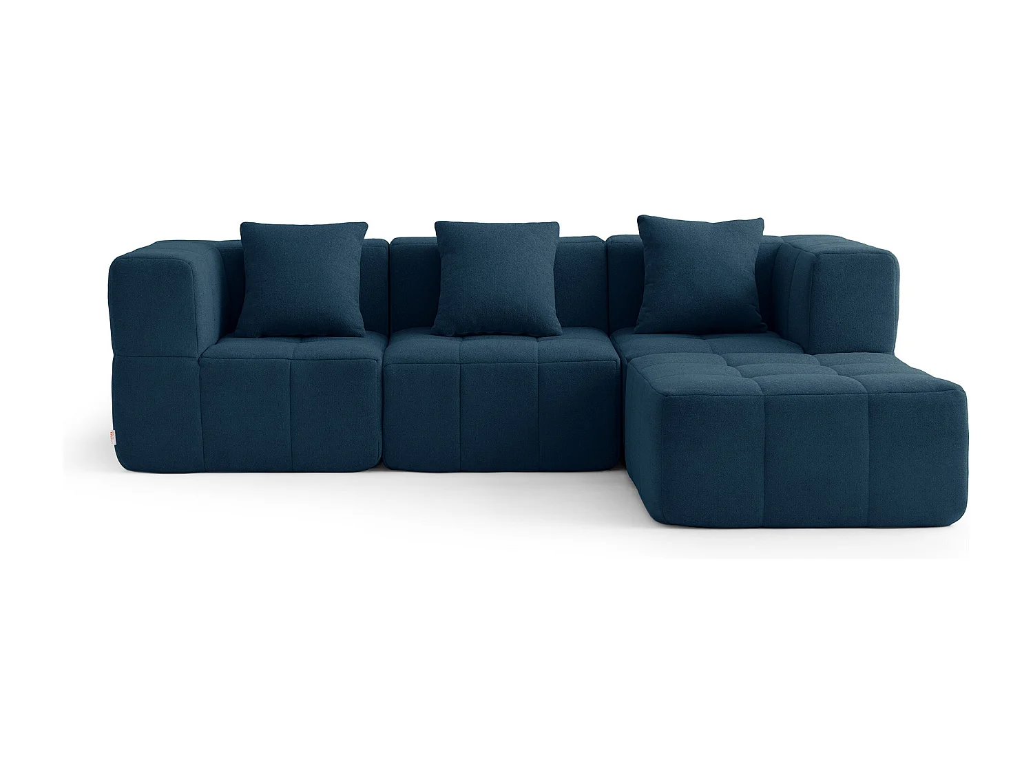Canapé d'angle modulaire MILYSOFA SOFABULOUS 3 places avec méridienne Tissu fine bouclette Bleu profond