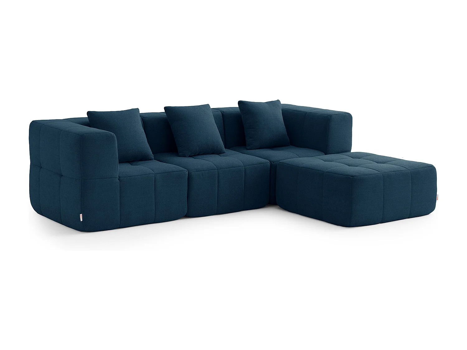 Canapé d'angle modulaire MILYSOFA SOFABULOUS 3 places avec méridienne Tissu fine bouclette Bleu profond