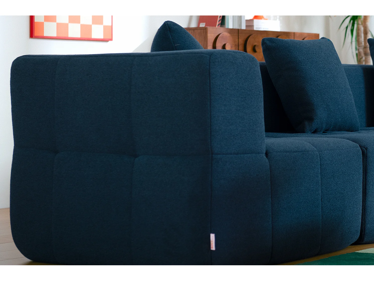 Canapé d'angle modulaire MILYSOFA SOFABULOUS 3 places avec méridienne Tissu fine bouclette Bleu profond