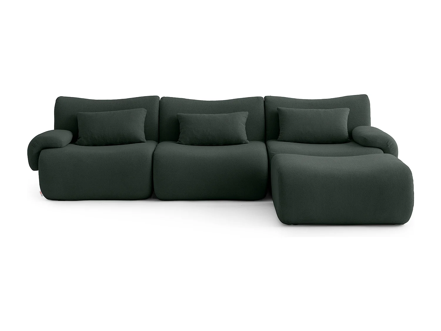Canapé d'angle modulaire MILYSOFA SOFATIME 3 places avec méridienne tissu fine bouclette Vert foret