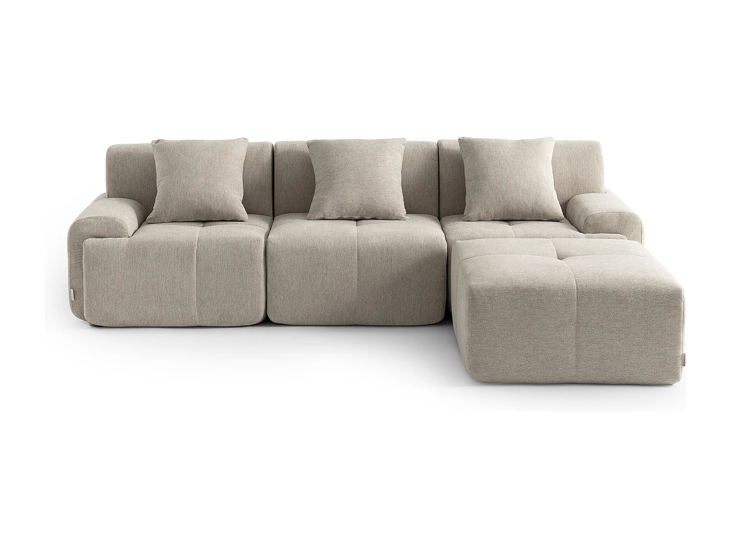 Canapé d'angle modulaire MILYSOFA SOFAMOUS 3 places avec méridienne Tissu chenille Beige sable
