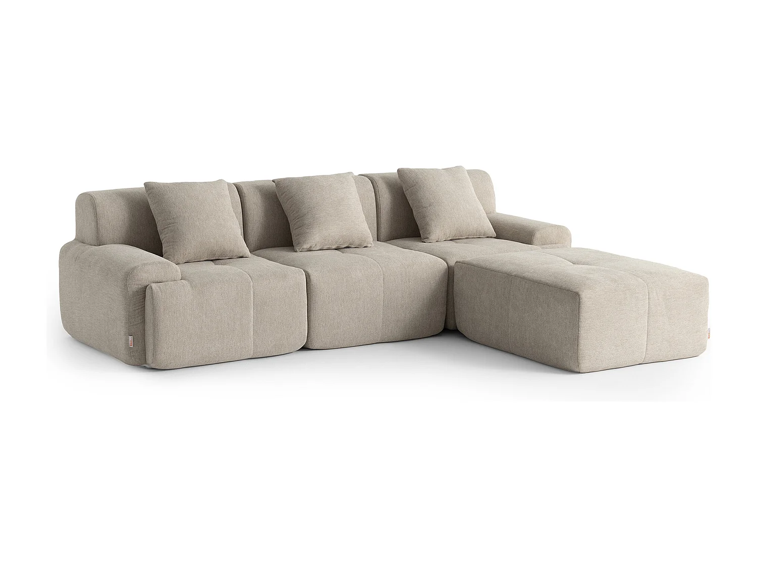 Canapé d'angle modulaire MILYSOFA SOFAMOUS 3 places avec méridienne Tissu chenille Beige sable