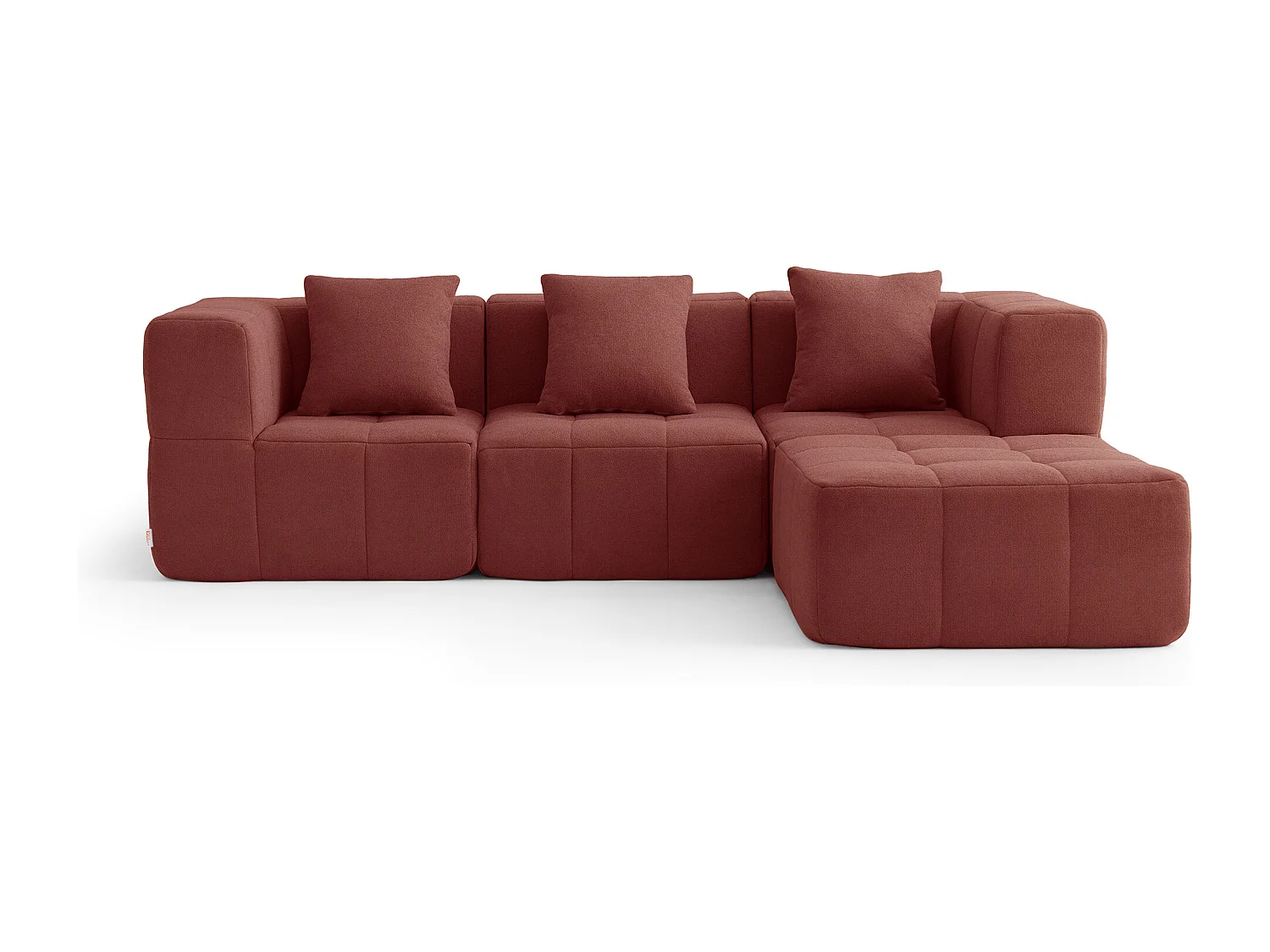 Canapé d'angle modulaire MILYSOFA SOFABULOUS 3 places avec méridienne Tissu fine bouclette Rouge terracotta