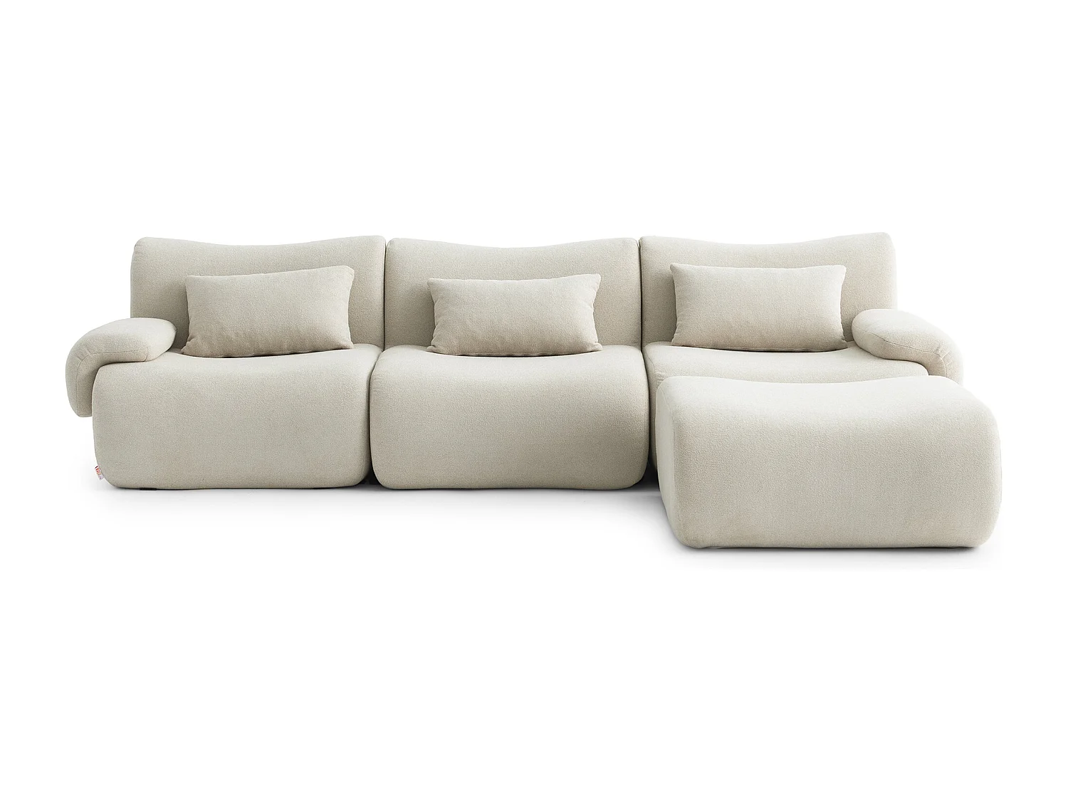 Canapé d'angle modulaire MILYSOFA SOFATIME 3 places avec méridienne tissu fine bouclette Beige crème