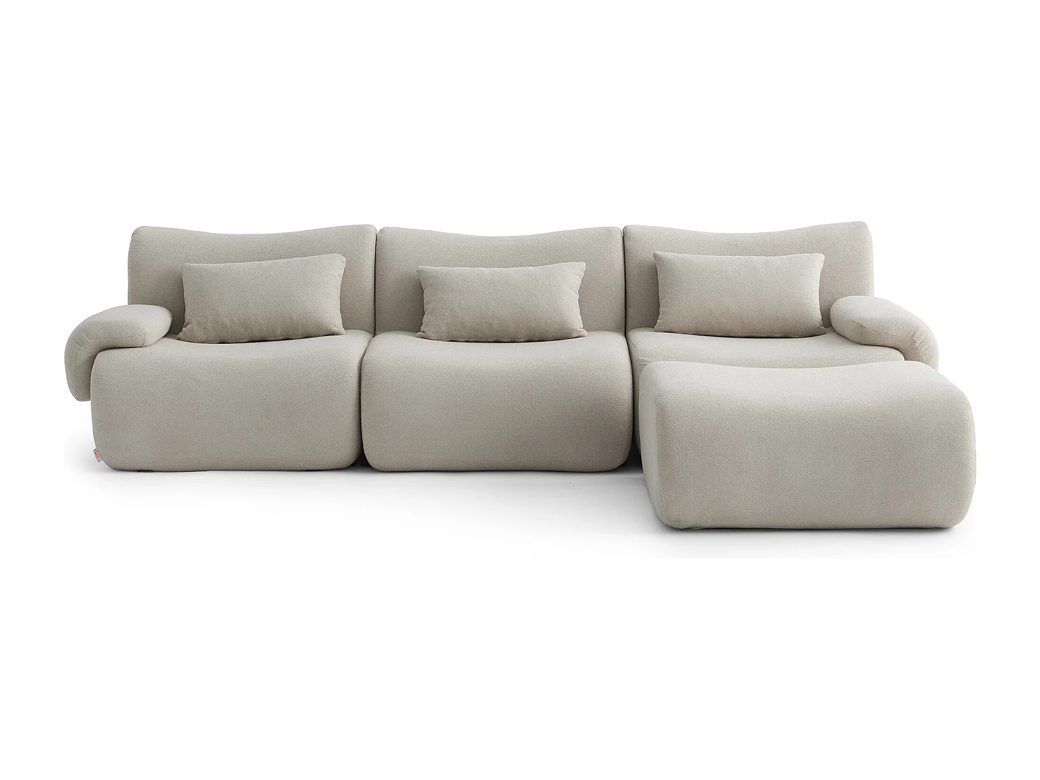 Canapé d'angle modulaire MILYSOFA SOFATIME 3 places avec méridienne Tissu fine bouclette Beige pierre