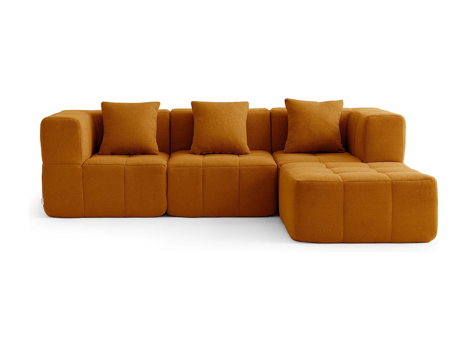 Canapé d'angle modulaire MILYSOFA SOFABULOUS 3 places avec méridienne Tissu fine bouclette Brun cannelle