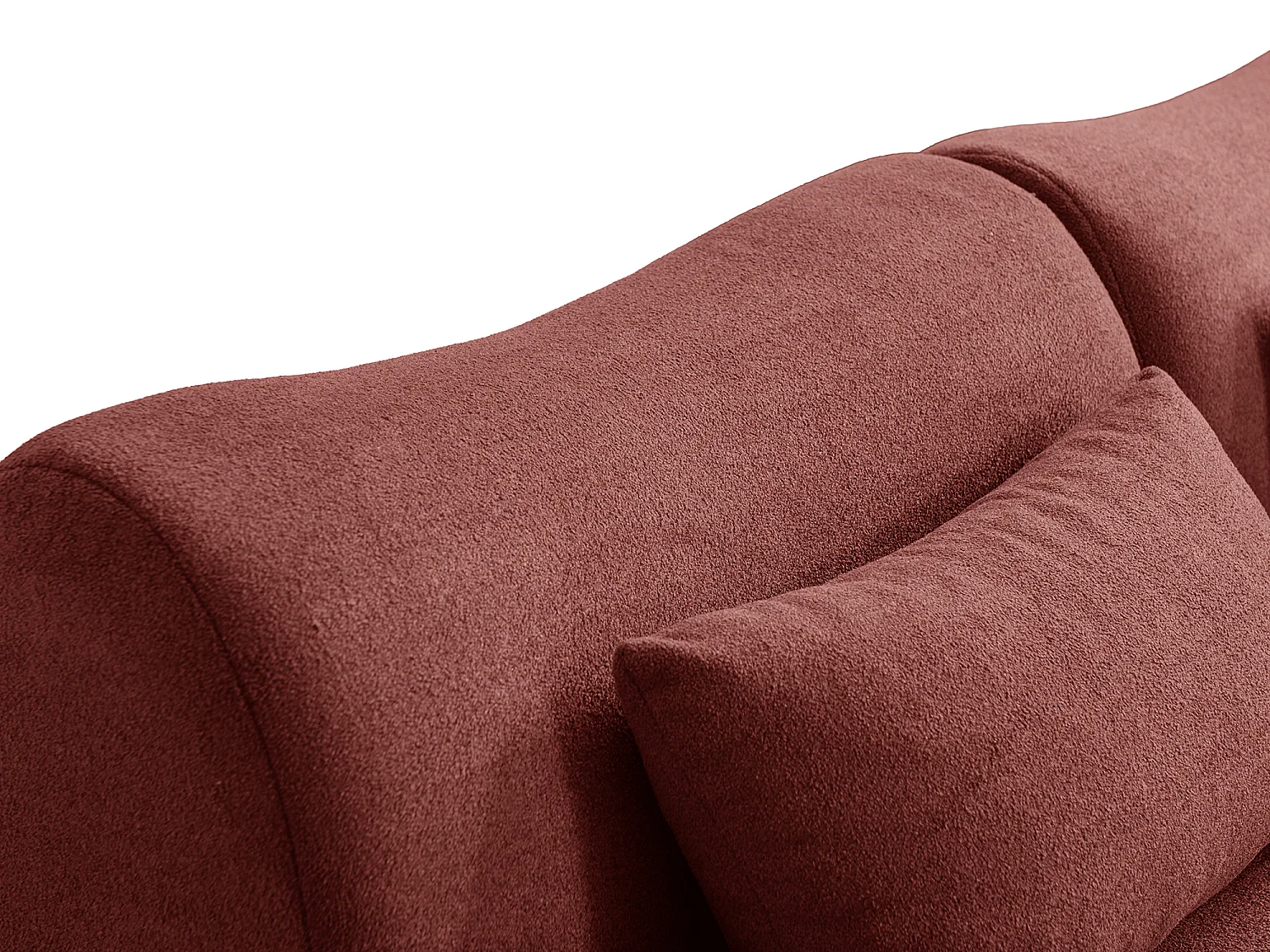 Canapé d'angle modulaire MILYSOFA SOFATIME 3 places avec méridienne tissu fine bouclette Rouge terracotta