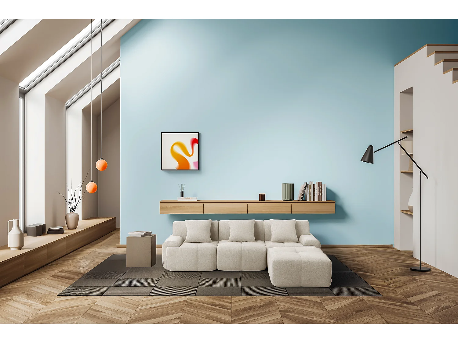 Canapé d'angle modulaire MILYSOFA SOFAMOUS 3 places avec méridienne Tissu chenille Blanc ivoire