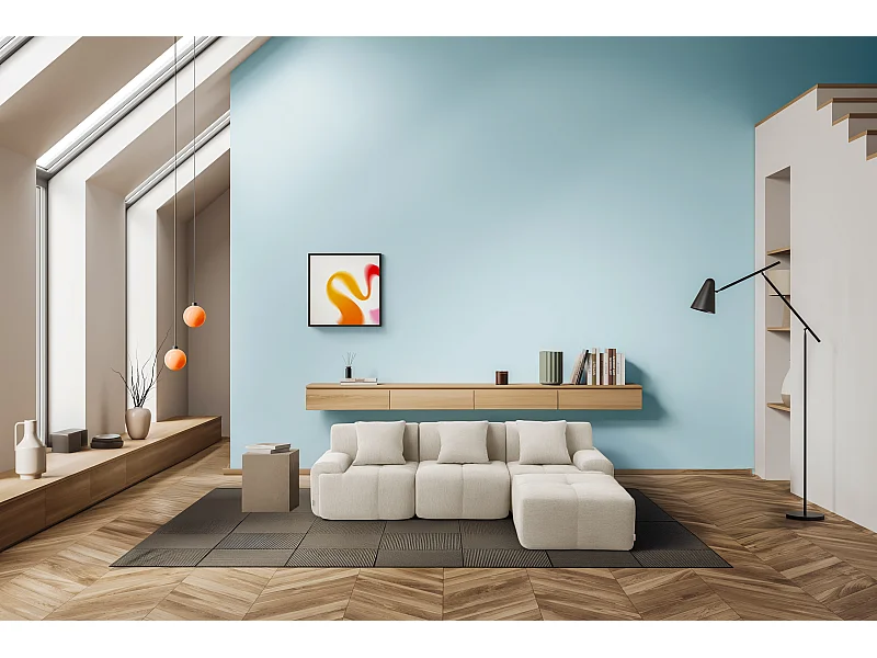 Divano angolare modulare MILYSOFA SOFAMOUS 3 posti con chaise longue in tessuto chenille bianco avorio