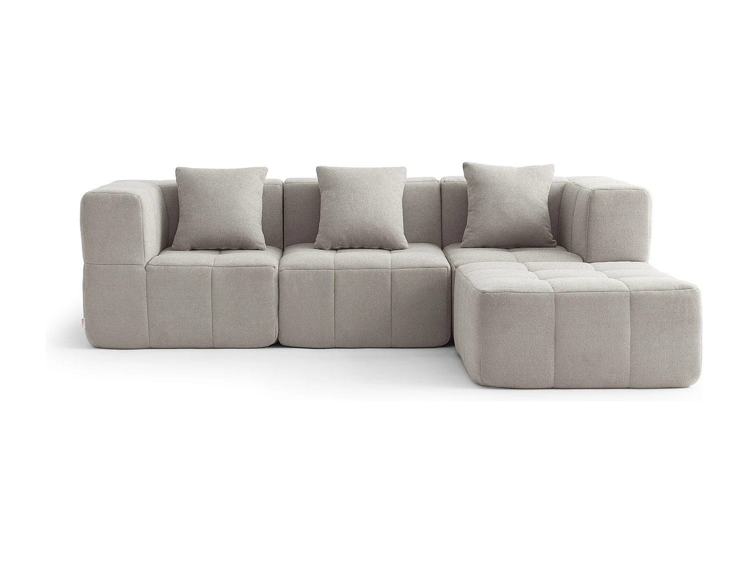 Canapé d'angle modulaire MILYSOFA SOFABULOUS 3 places avec méridienne Tissu fine bouclette Beige pierre