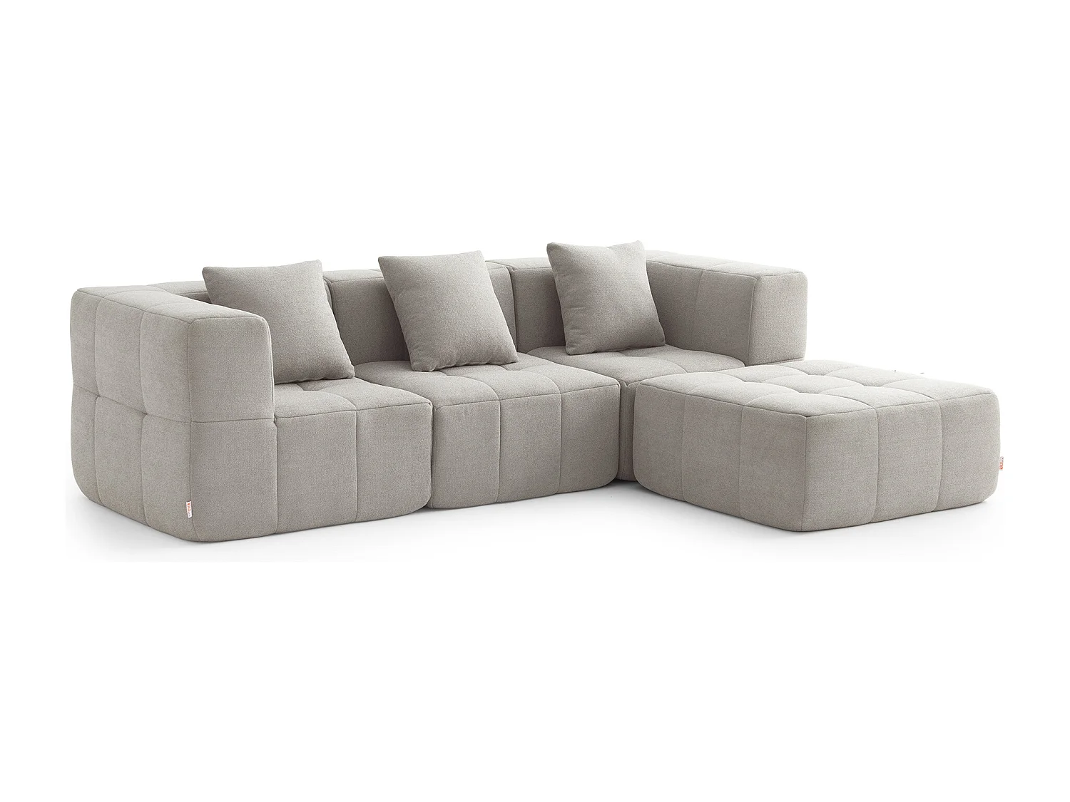 Canapé d'angle modulaire MILYSOFA SOFABULOUS 3 places avec méridienne Tissu fine bouclette Beige pierre