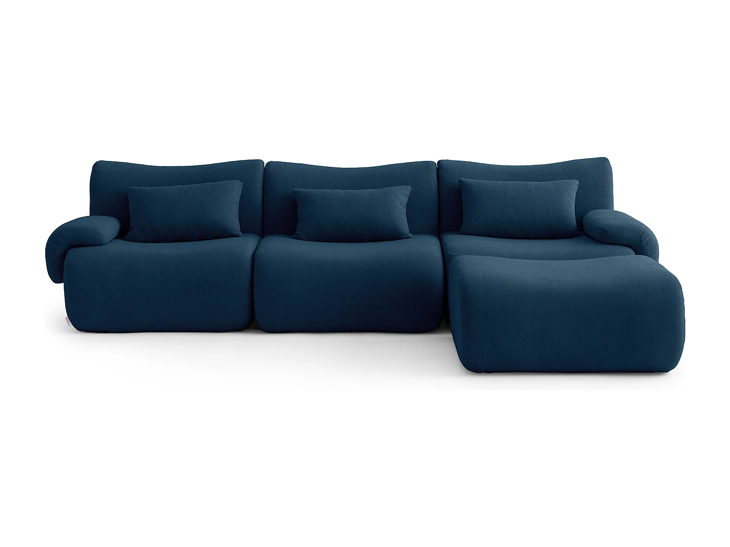 Canapé d'angle modulaire MILYSOFA SOFATIME 3 places avec méridienne tissu fine bouclette Bleu profond