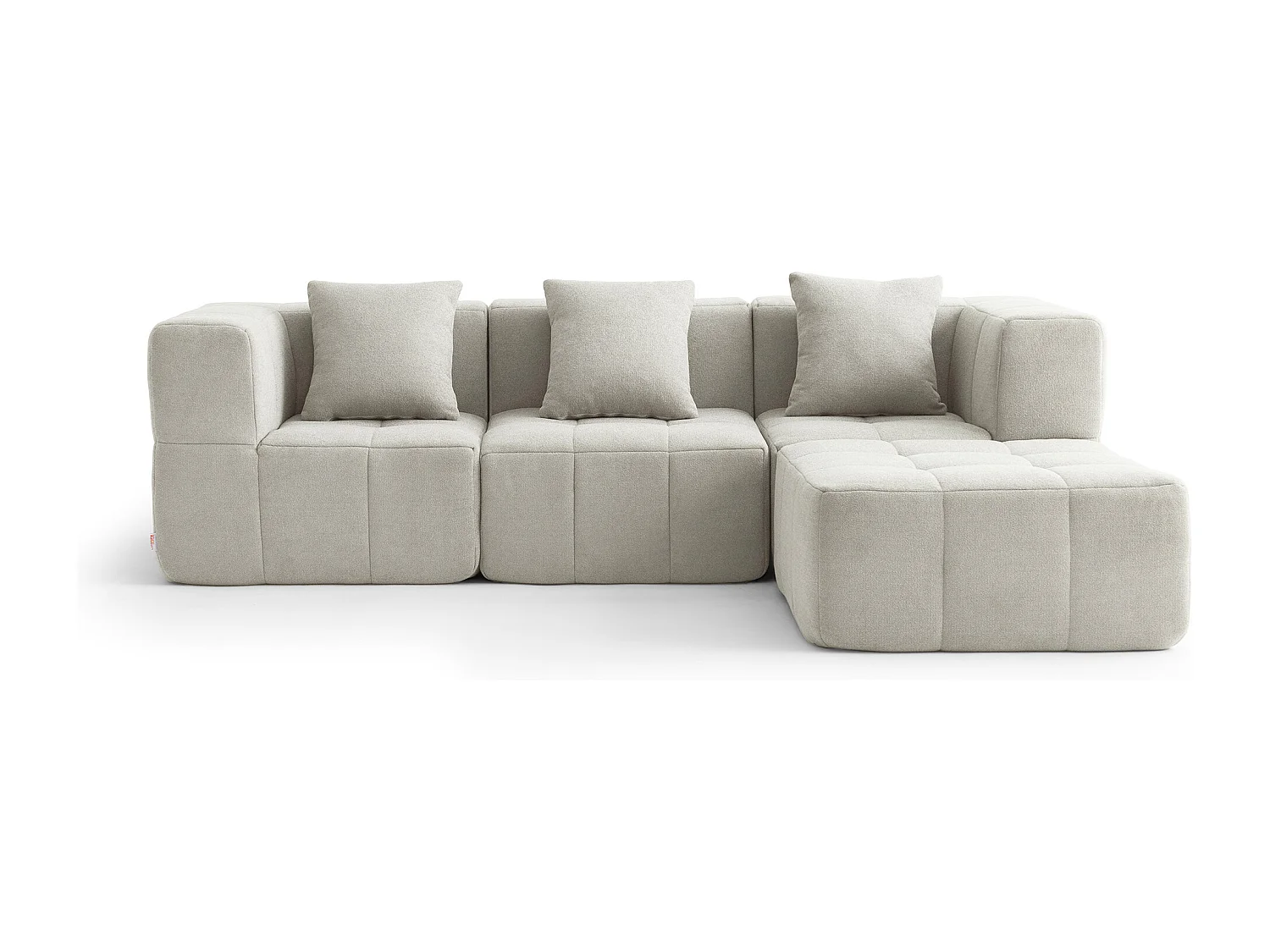 Canapé d'angle modulaire MILYSOFA SOFABULOUS 3 places avec méridienne Tissu fine bouclette Beige crème