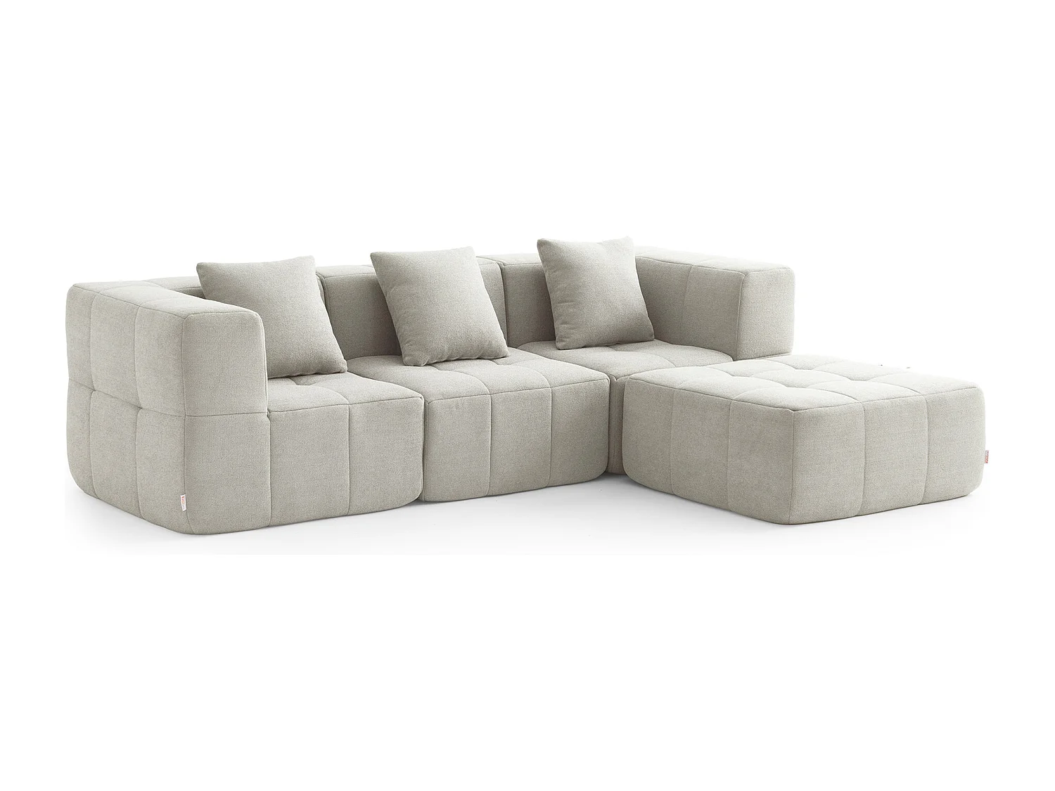 Canapé d'angle modulaire MILYSOFA SOFABULOUS 3 places avec méridienne Tissu fine bouclette Beige crème