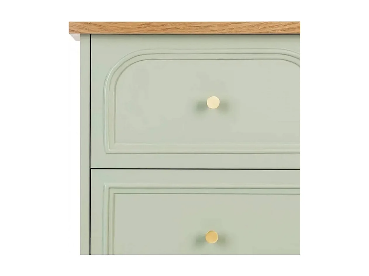 Chiffonnier meuble de rangement avec 5 tiroirs, Vert Céladon - Longueur 45 x Profondeur 39 x Hauteur 113 cm