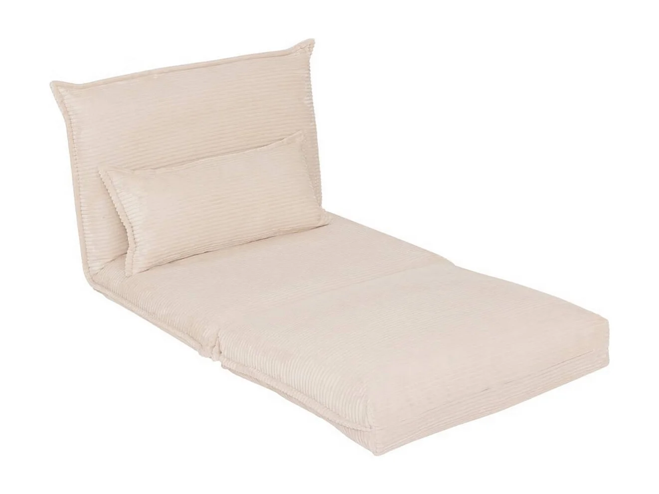 Fauteuil modulable chauffeuse en velours côtelé ivoire - Longueur 85 x Profondeur 74 x Hauteur 59  cm