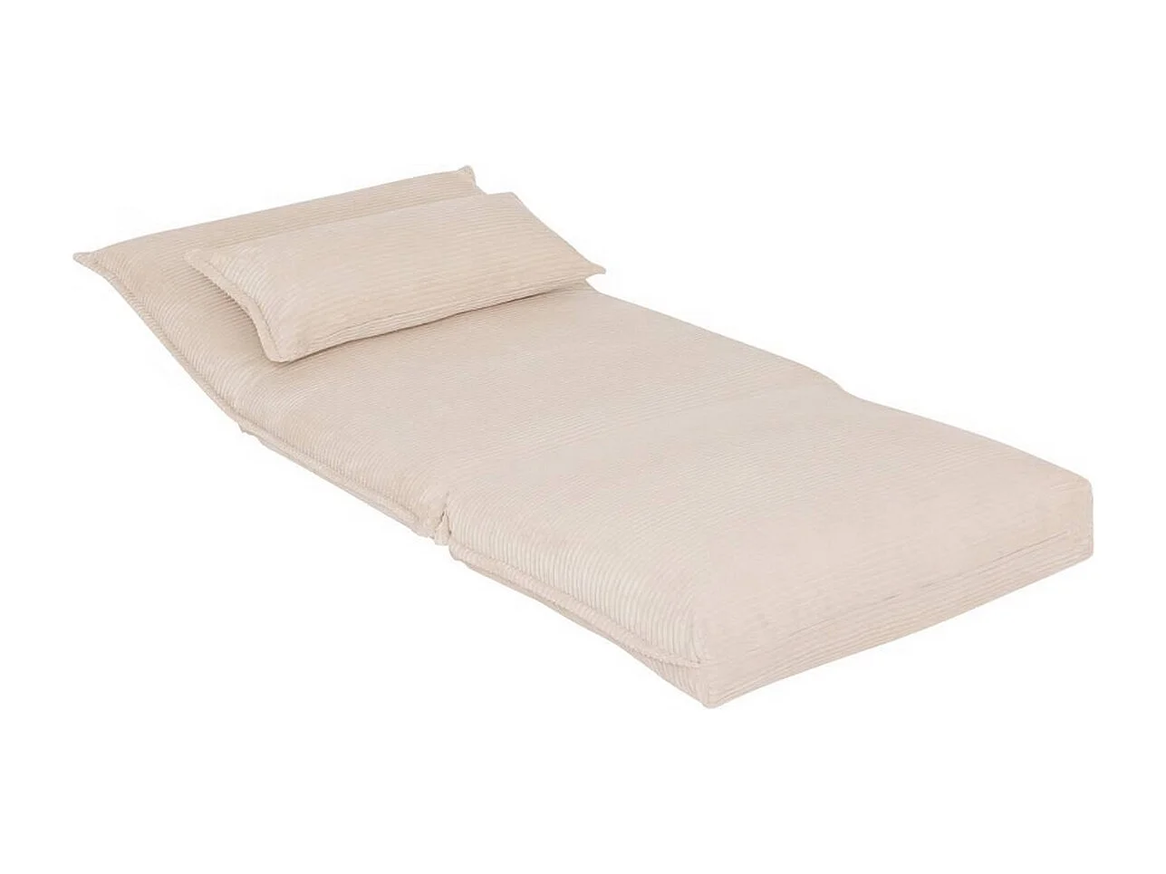 Fauteuil modulable chauffeuse en velours côtelé ivoire - Longueur 85 x Profondeur 74 x Hauteur 59  cm