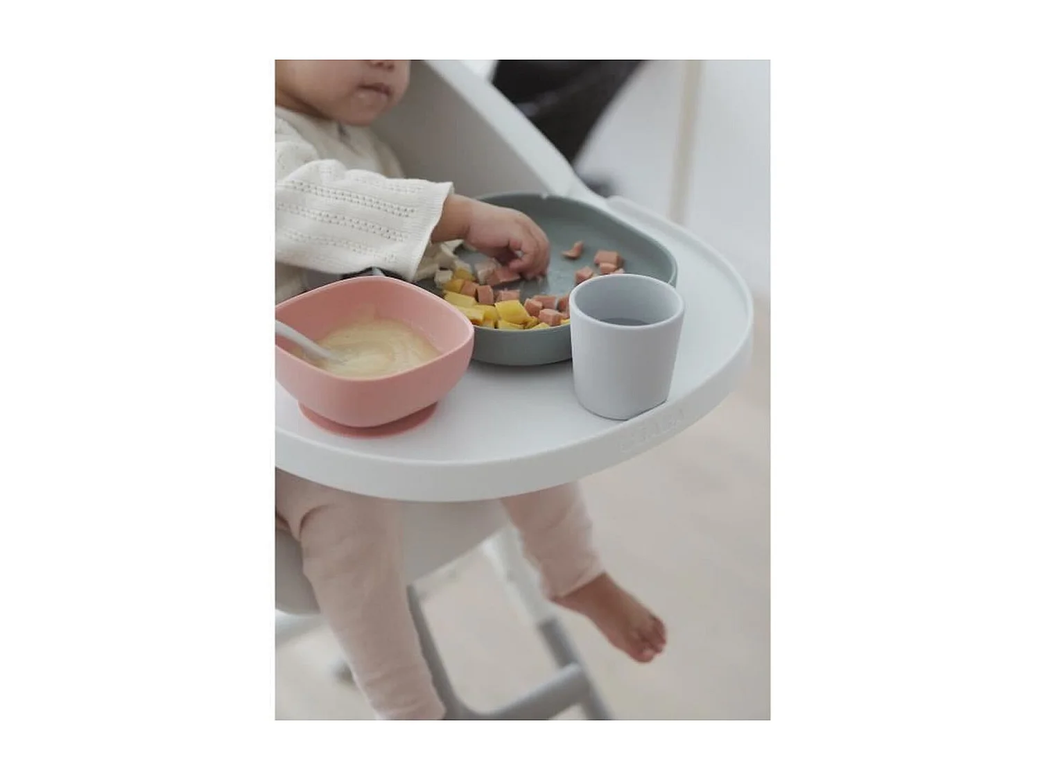 BÉABA Coffret repas silicone 4 pièces avec ventouses - Eucalyptus / Rose