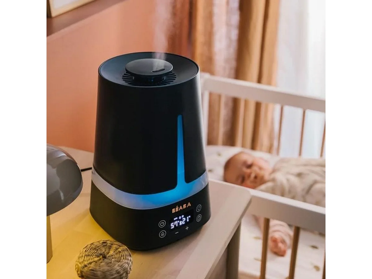 Béaba Zen Air Ultrasone Luchtbevochtiger 4L voor Baby met Hygrometer, 360° Mondstuk, Nachtlampje 7 Kleuren, 27 Uur Autonomie