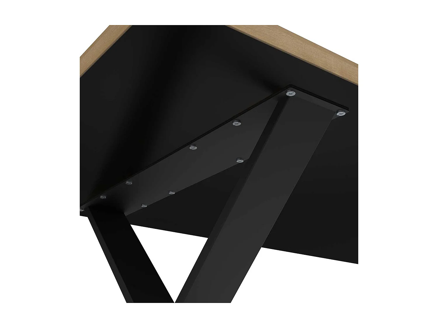 Table de repas 6-8 personnes couleur chêne / noir mat - Largeur 180 x Profondeur 90 x Hauteur 74,8 cm