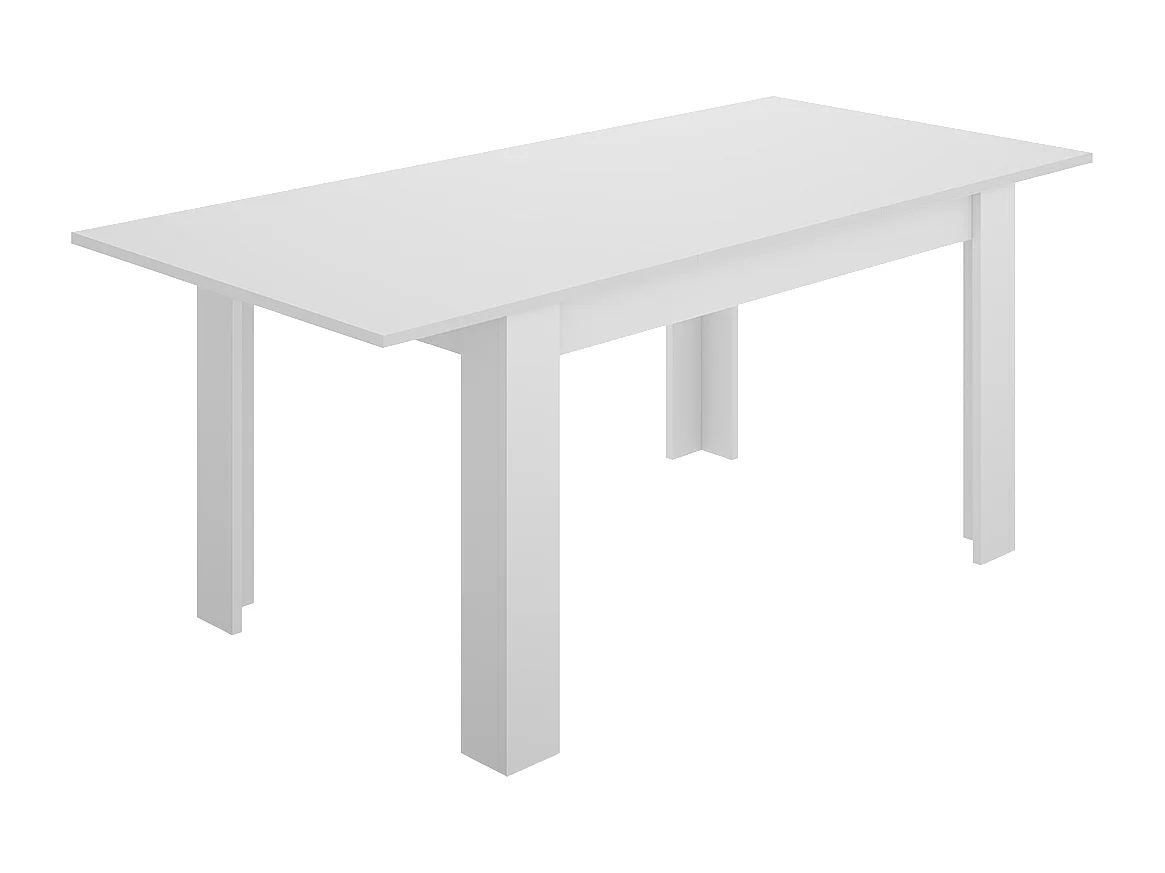 Table à manger rectangulaire extensible, coloris blanc - Hauteur 77 x Longueur 140-190 x Profondeur 90 cm