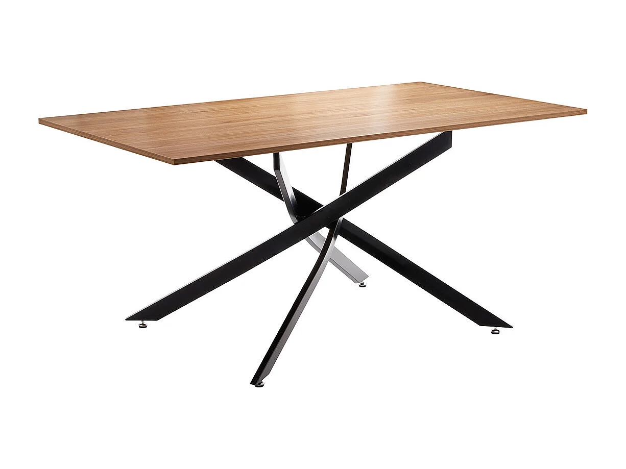 Table de salle à manger avec plateau couleur cambrian et pieds en métal noir entrelacés  - Longueur 160 x Hauteur 73 x Profondeur 90 cm