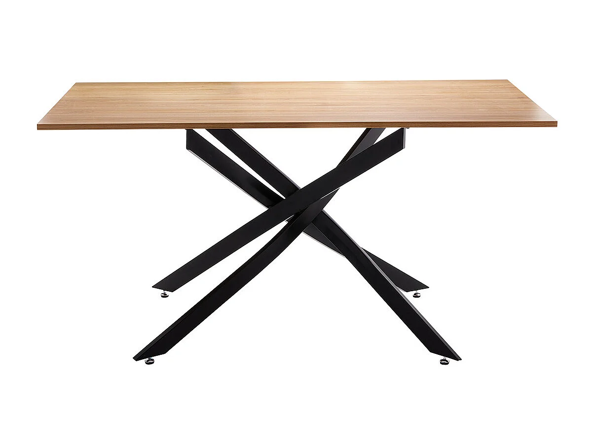 Table de salle à manger avec plateau couleur cambrian et pieds en métal noir entrelacés  - Longueur 160 x Hauteur 73 x Profondeur 90 cm