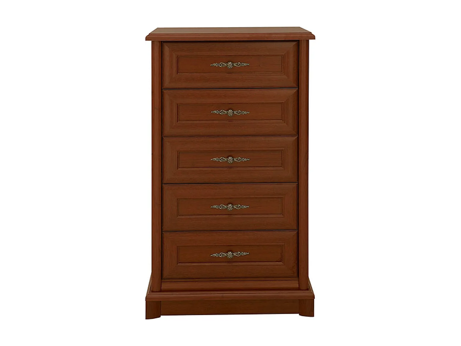 Chiffonier Commode meuble de rangement à 5 tiroirs, couleur châtaigne - Longueur 61,5 x Profondeur 45 x Hauteur 108,5 cm