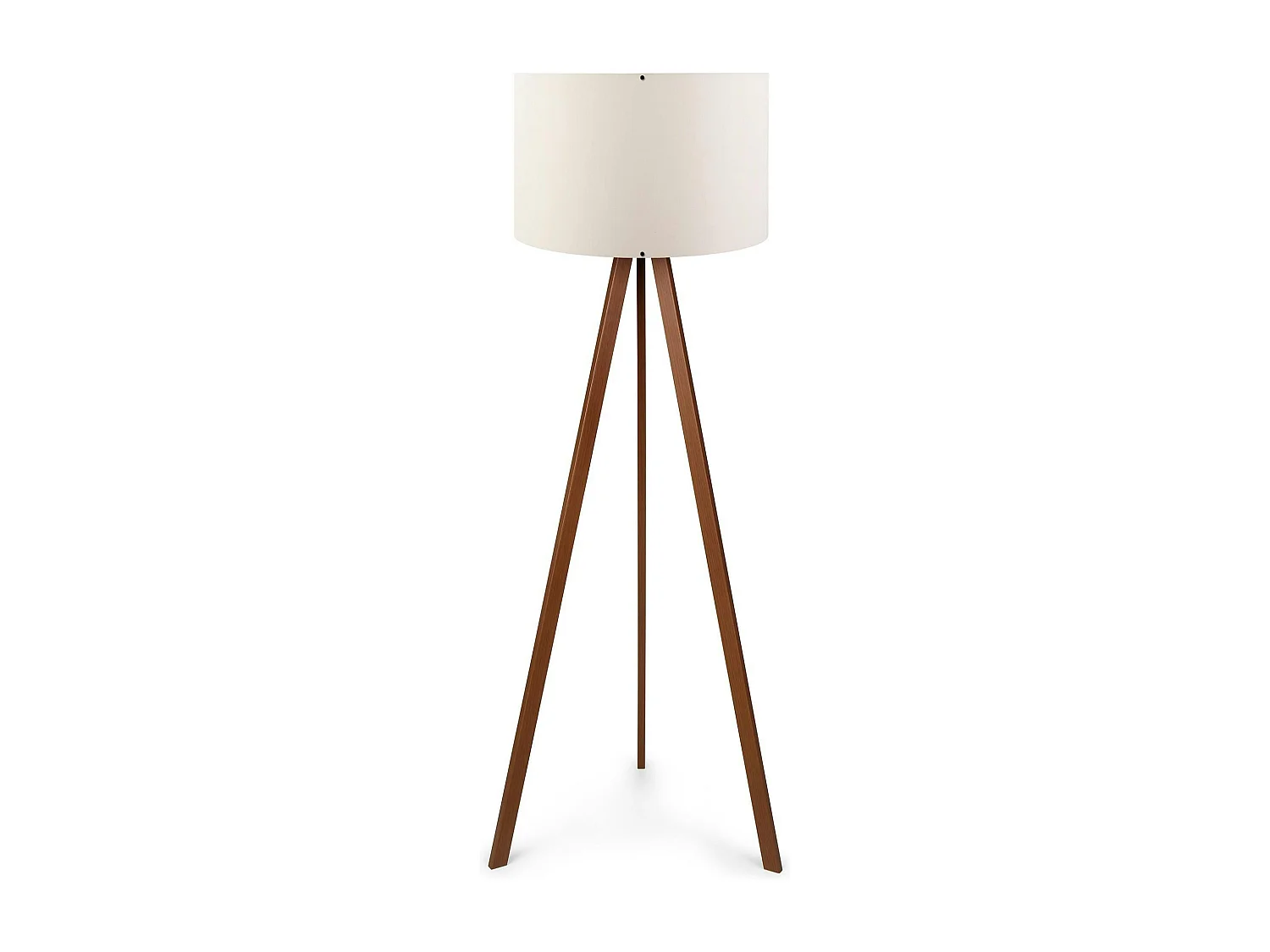 Lampadaire trépied effet bois noyer, abat-jour écru KILIS