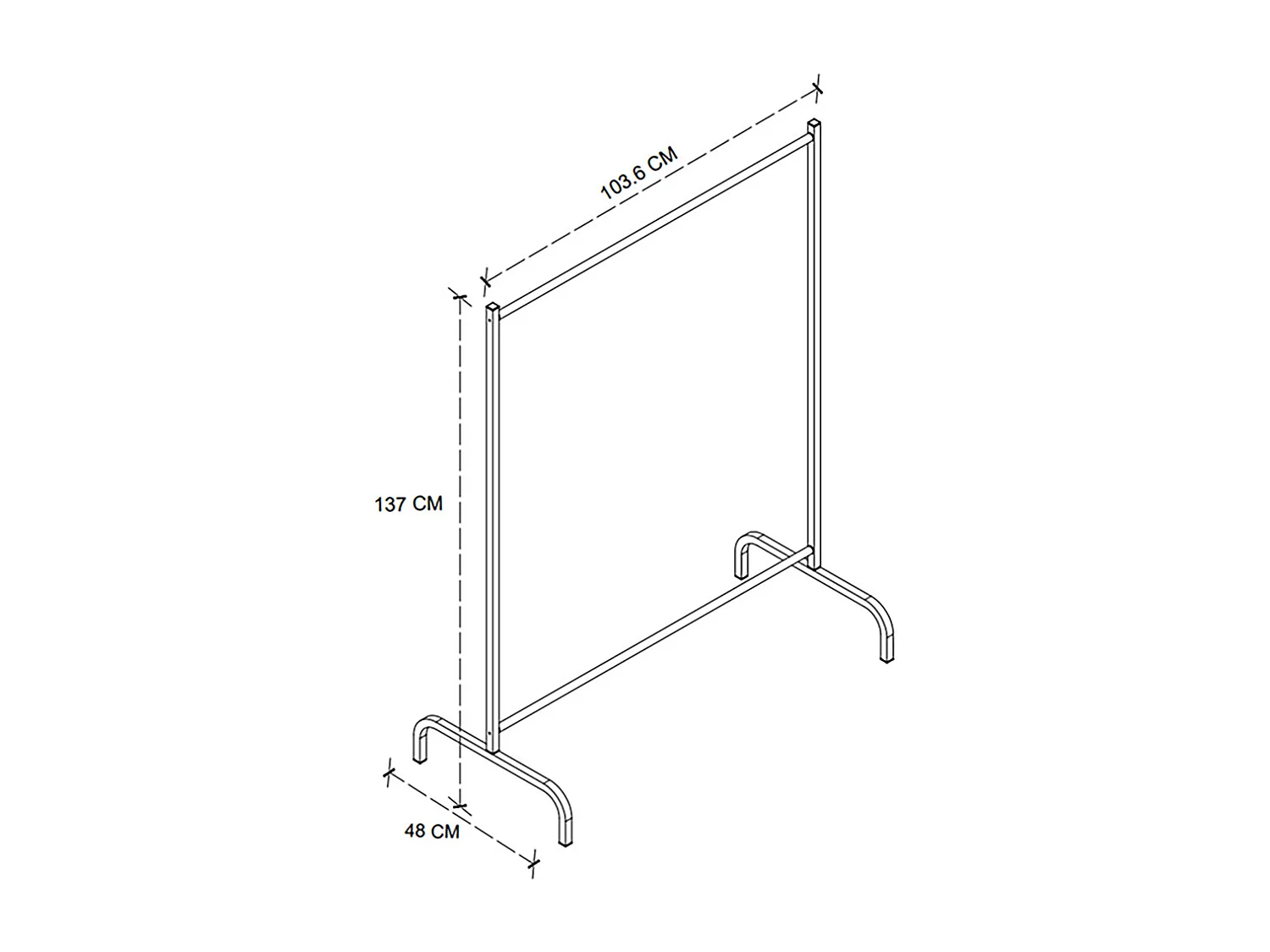 Portant à vêtements à roulettes Structure en métal noir - Longueur 104x Hauteur 135 x Largeur 48 cm