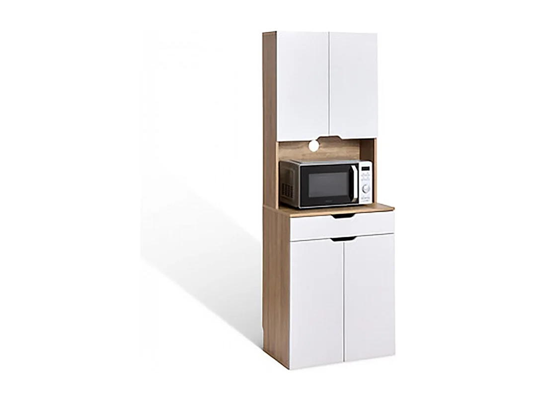 Buffet de cuisine avec 2 placards et 1 tiroir, coloris chêne/blanc - Longueur 60 x Profondeur 40 x Hauteur 170 cm