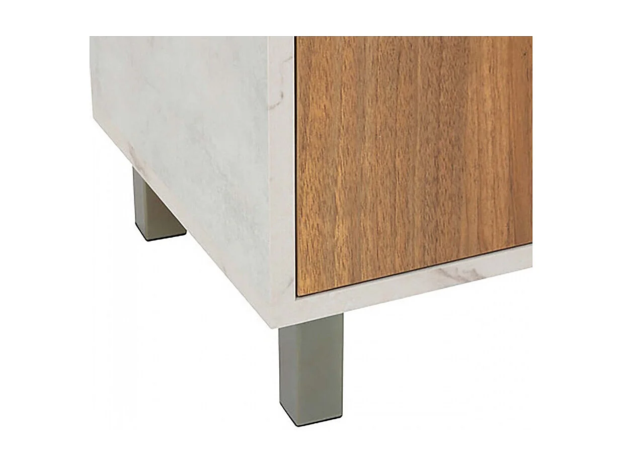 Meuble sous lavabo de Salle de Bain avec 2 portes, Coloris marron/blanc - Longueur 60 x Profondeur 30 x Hauteur 80 cm