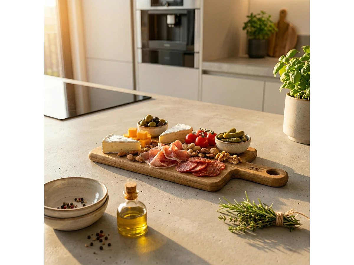 Felicie - Planche à découper rectangulaire 37.5 x 17 x 1.5 cm avec poignées et rigole