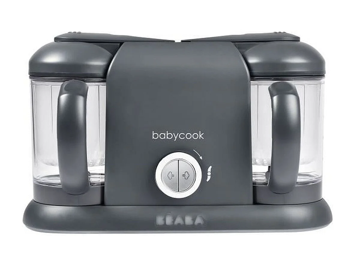 BEABA Babycook Duo Robot Bébé 4-en-1, 2 x 1100 ml, Gris Foncé