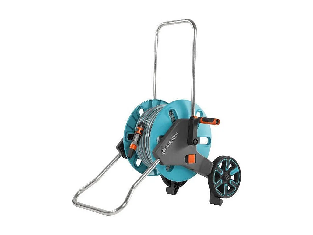 Dévidoir sur roues GARDENA CleverRoll M avec kit tuyau 25 m, poignée télescopique, blanc/bleu