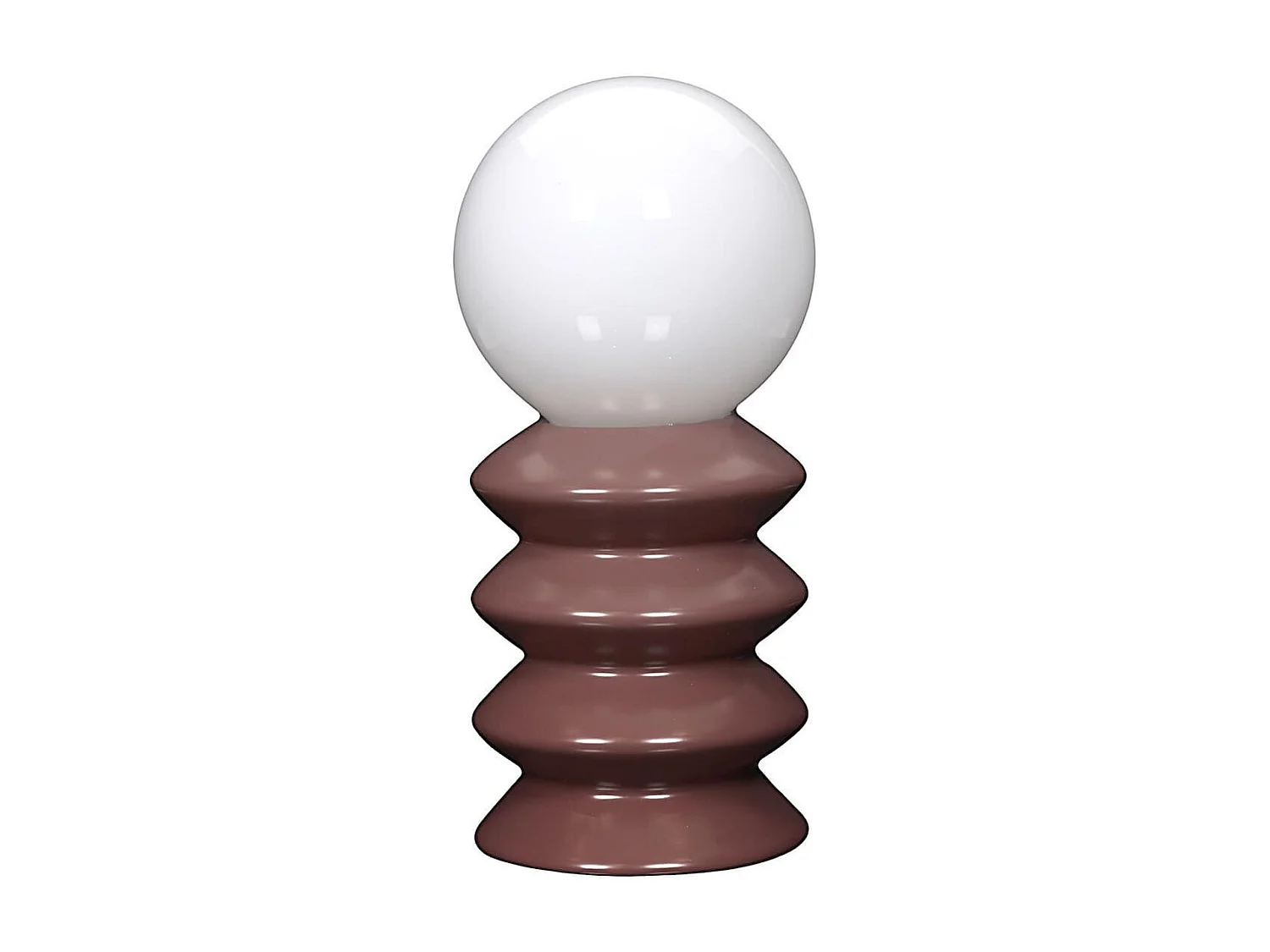 Lampe à poser céramique terracotta abat-jour globe (H41cm) sur piles