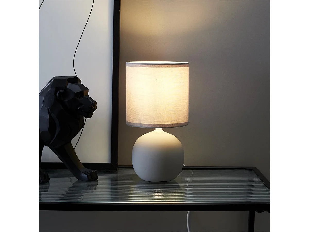 Lampe à poser céramique taupe mat (H25cm)