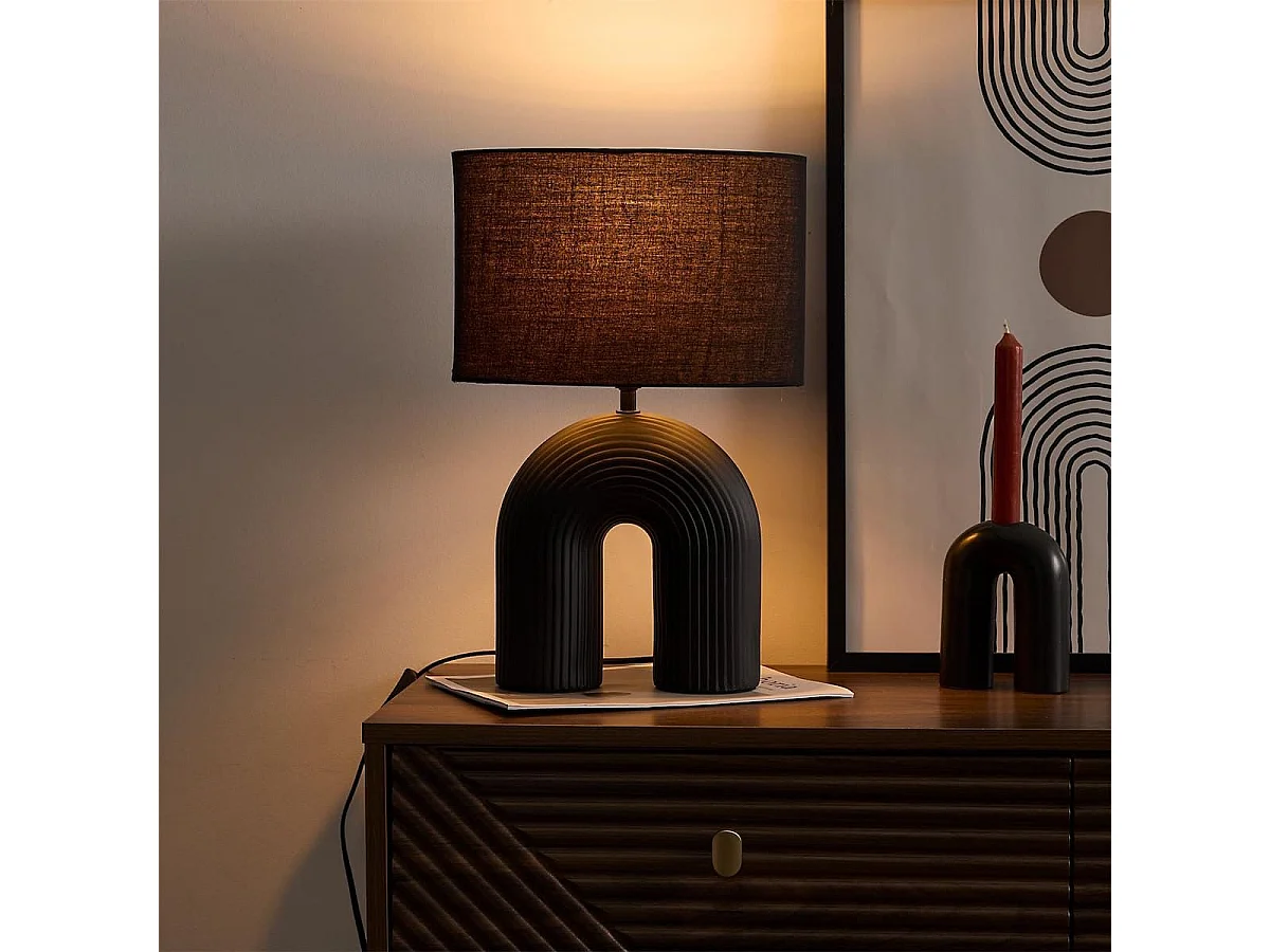 Lampe à poser archi céramique noir (H42cm)
