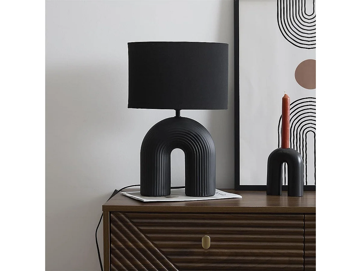 Lampe à poser archi céramique noir (H42cm)