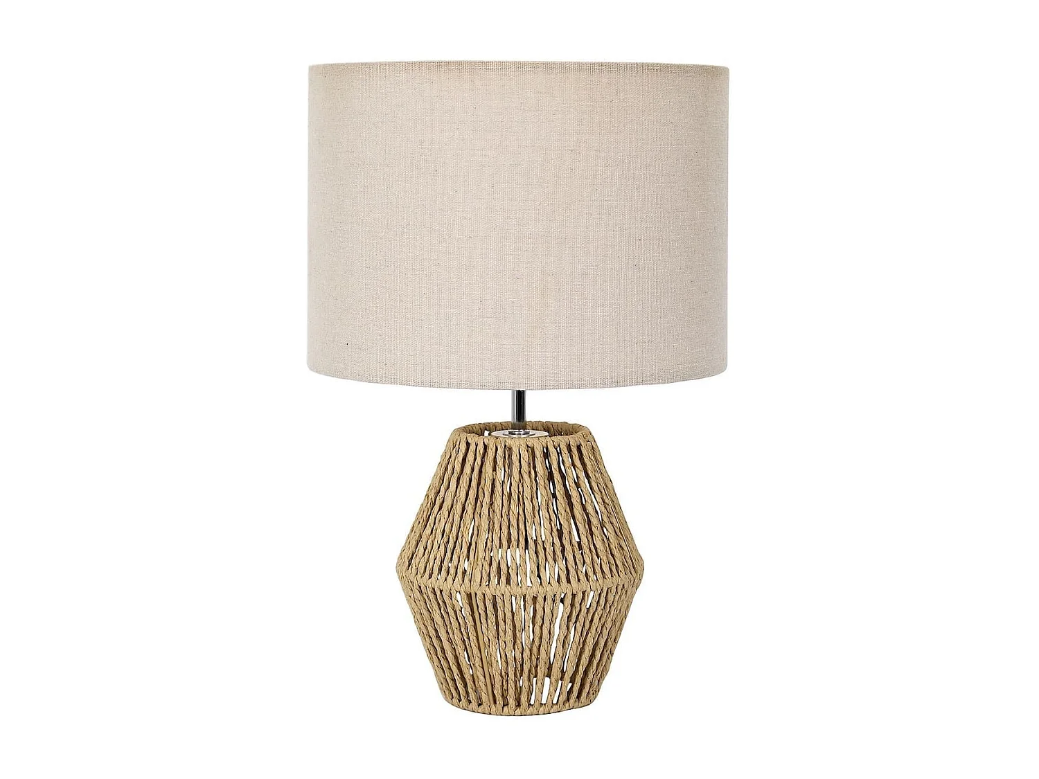 Lampe à poser en corde tressée naturel et abat-jour lin (H40cm)