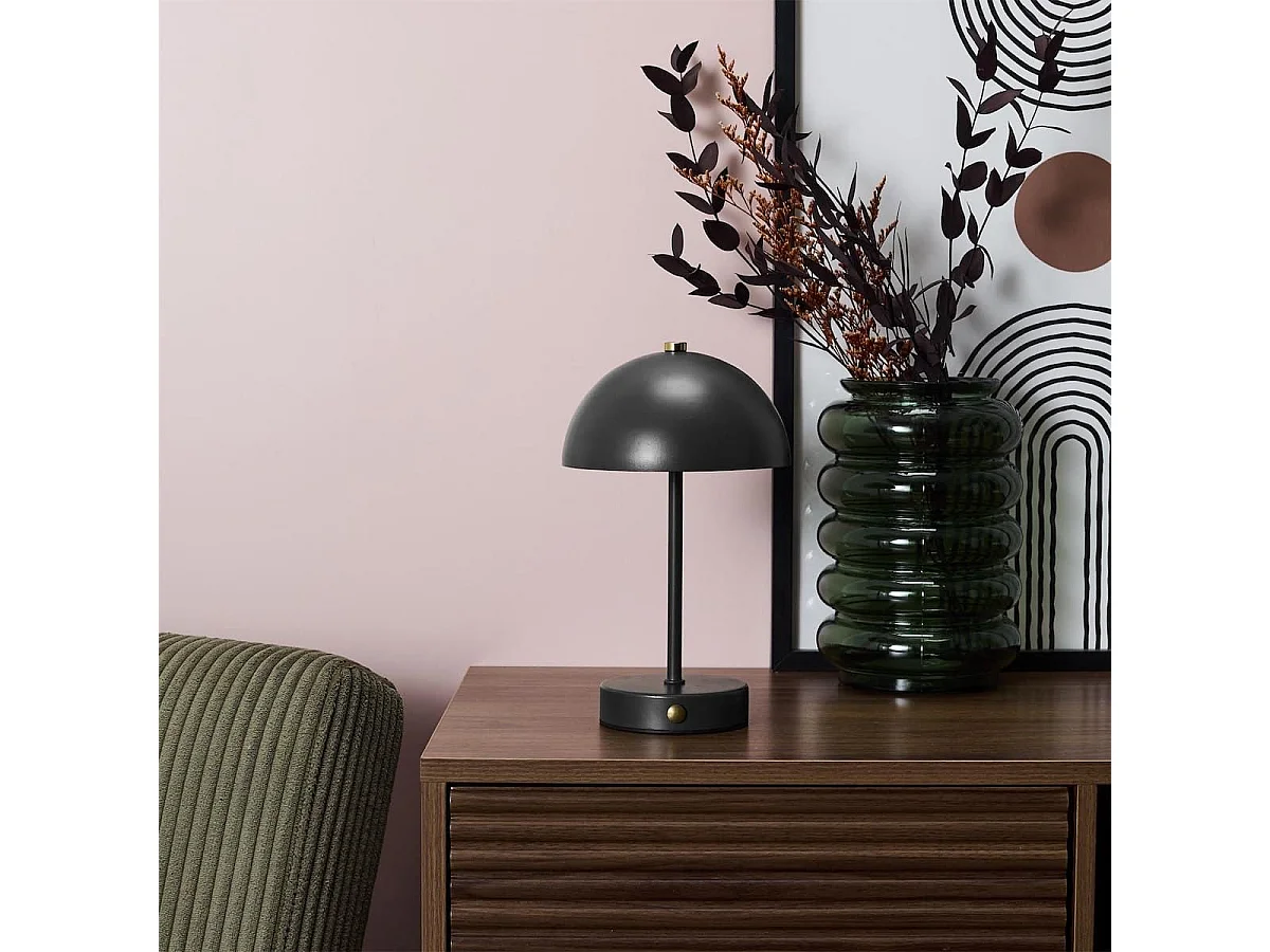 Lampe à poser en métal noir rechargeable (H25cm)