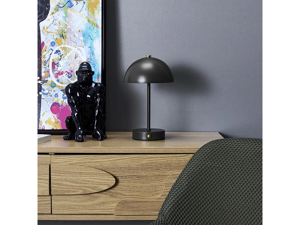 Lampe à poser en métal noir rechargeable (H25cm)