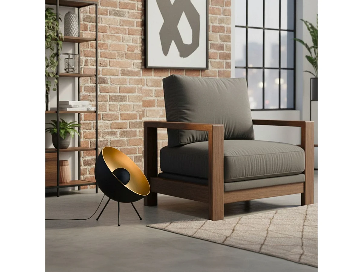 Lampe à poser trépied en métal noir et doré Ø40cm - SIMRAN