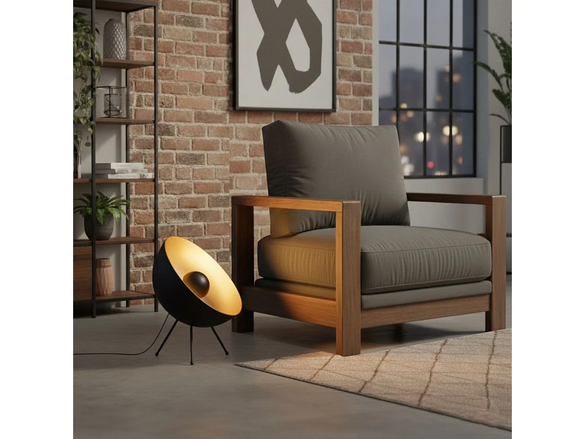 Lampe à poser trépied en métal noir et doré Ø40cm - SIMRAN